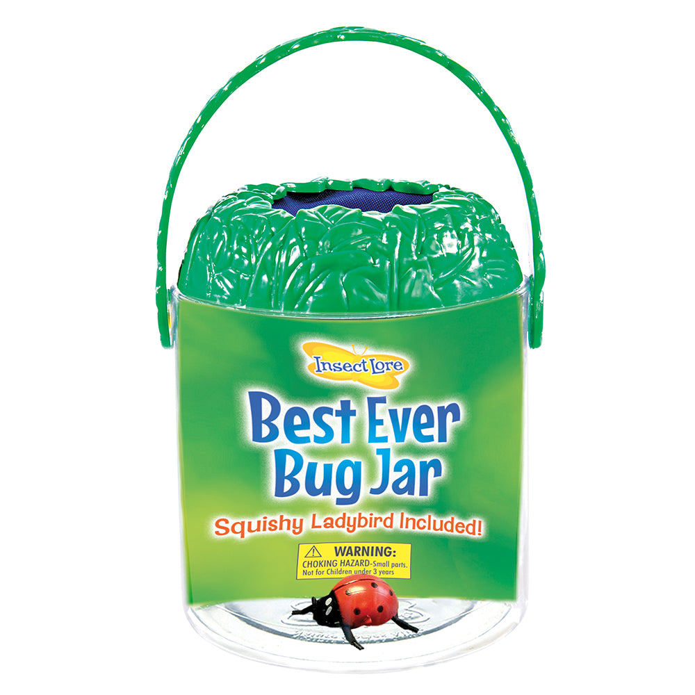 Green 'Best Ever Bug Jar' with a ladybug on a white background
