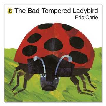 Cover of The Bad-Tempered Ladybird by Eric Carle. Features a large Ladynird on the cover with green grass background. Softback.