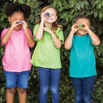 3 children looking through our new Bug Eye Lenses