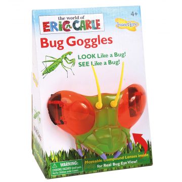 The World of Eric Carle Bug Googles with hinged prismatic lenses. Green and Orange in the style of The Eric Carle character The Very Quiet Cricket.