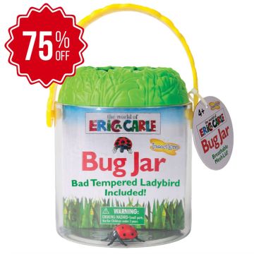 The World of Eric Carle Bug Jar. With green leafy lid and yellow handle. Mesh section in the lid to keep the critters inside happy. Also includes a oversized Bad Tempered Ladybird figure to get started. 