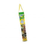 Bunch O Bugs in packaging. Plastic see-through tube with yellow fabric handle.