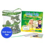 Living Twig Stick Insect Kit. Includes: 30cm Habitat to house the Stick insects, Paintbrush, full colour instructions and Stick Insect Eggs to watch grow.