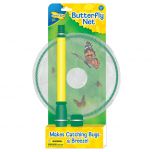 Compact Butterfly Net in packaging. Twist apart the handle for easy storage. Makes Butterfly and Bug catching a breeze.