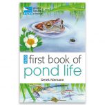 Cover of The First Book of Pondlife Book. Published by the RSPB, written by Derek Niemann. Cover features a frog popping its head out of a pond and other pond life on the surface.